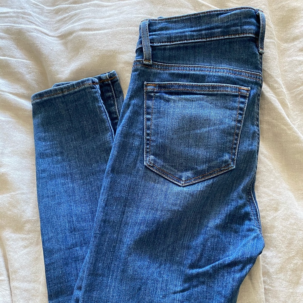 Loft High Waist Button Closure Skinny Jeans
